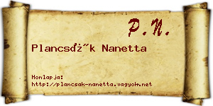 Plancsák Nanetta névjegykártya